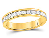 1/2 Carat (ctw H-I, I1-I2) Channel-Set Diamond Wedding Band Ring in 14K Yellow Gold